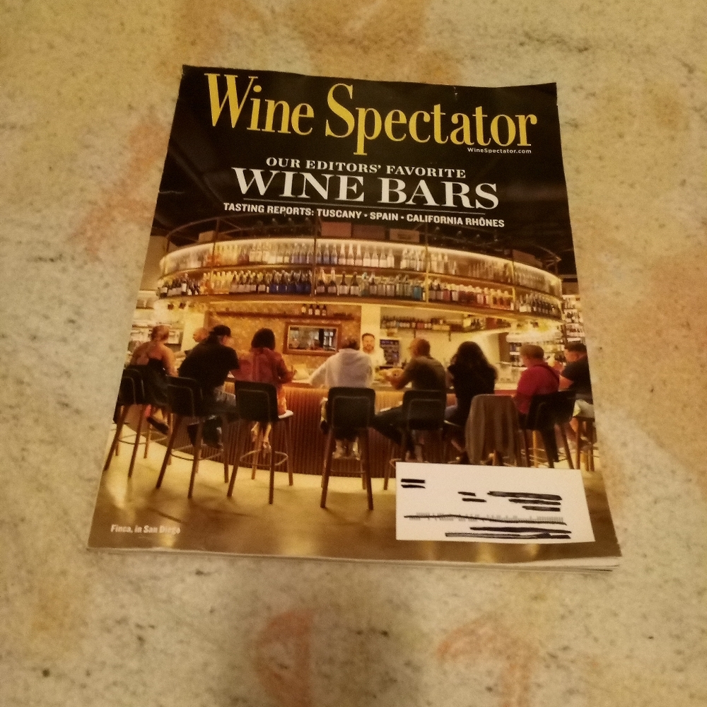 Wine Spectator Magazine Wine Bars: Editors' Pics October 15 & 31 2025